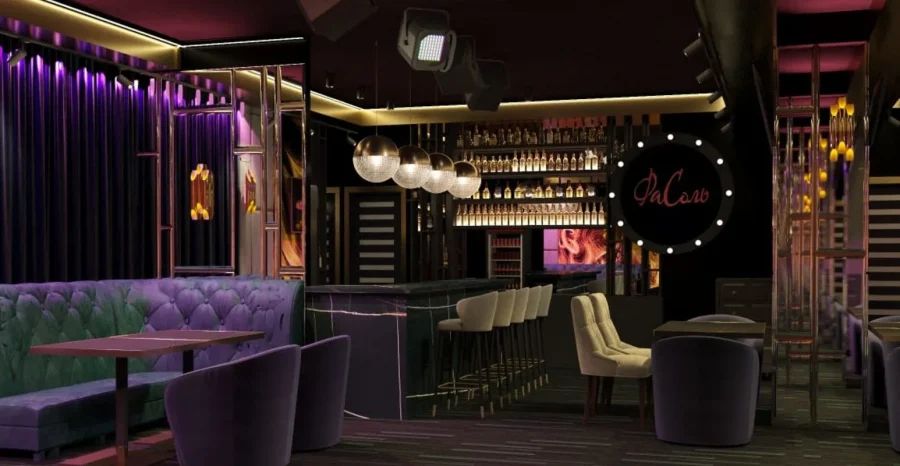 Уютный зал караоке-бара ФаСоль 