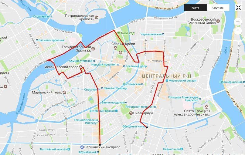 Велосипедный маршрут Лиговский проспект — Обводный канал