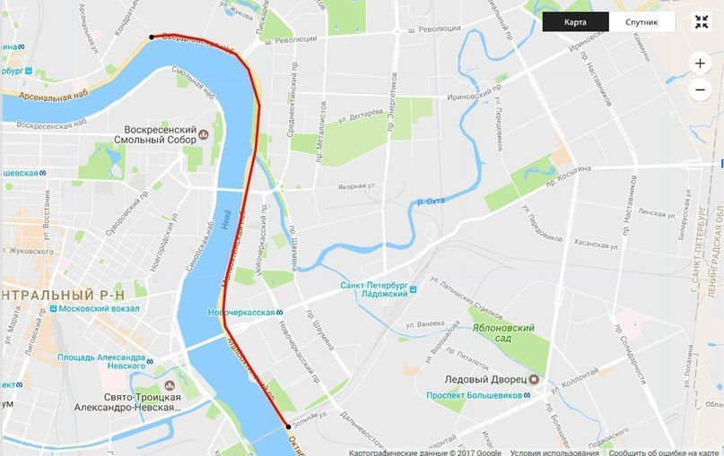 Велосипедный маршрут Свердловская набережная — Финляндский ЖД мост