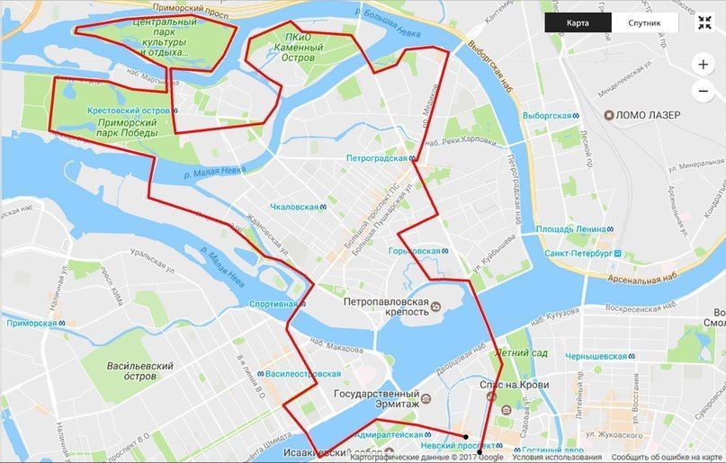 Велосипедный маршрут Михайловский сад — Александровский сад