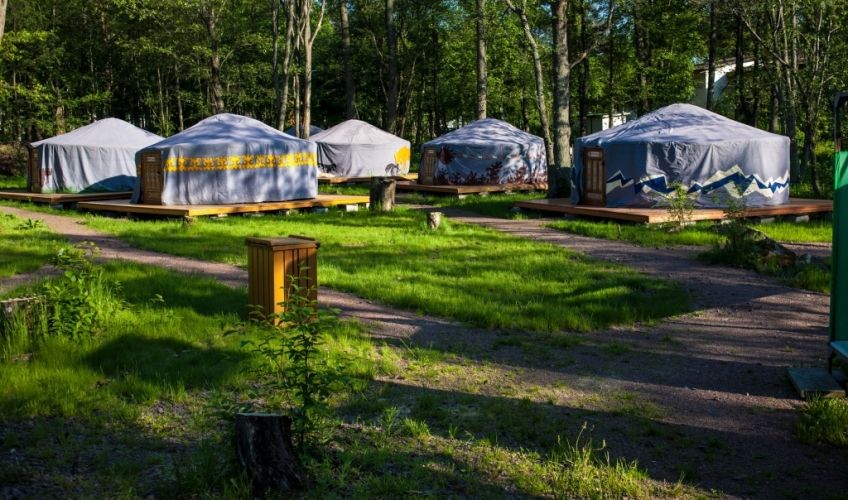 Туристическая база ЛосевоДа на берегу Вуоксы в летний период