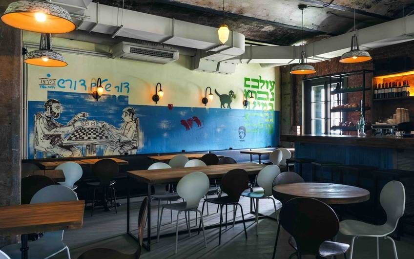 Современный интерьер кафе Бекицер с элементами израильского дизайна