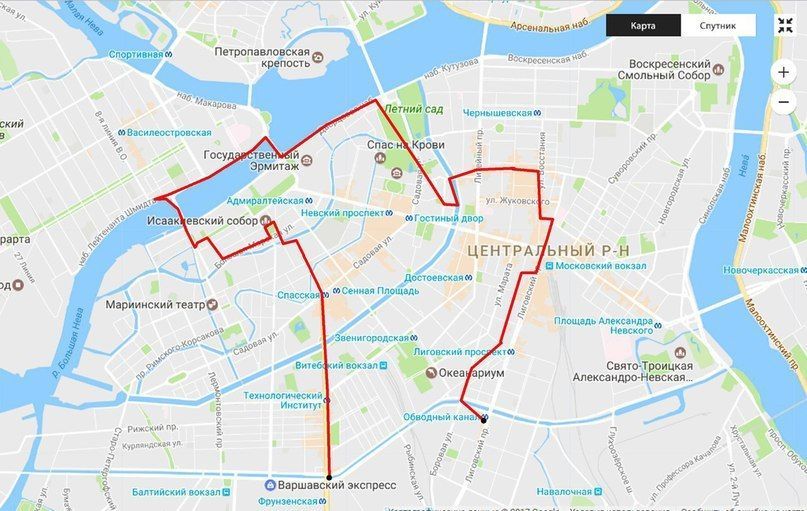 Велосипедный маршрут Лиговский проспект — Обводный канал