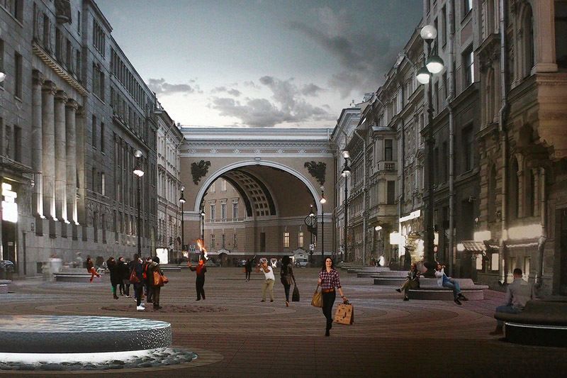 u0411u043eu043bu044cu0448u0430u044f u041cu043eu0440u0441u043au0430u044f u0443u043bu0438u0446u0430 u043eu0442 u041du0435u0432u0441u043au043eu0433u043e u0434u043e u0430u0440u043au0438 u0413u0435u043du0448u0442u0430u0431u0430 u043fu0440u0435u0432u0440u0430u0442u0438u0442u044cu0441u044f u0432 u0432u044bu0441u0442u0430u0432u043eu0447u043du043eu0435 u043fu0440u043eu0441u0442u0440u0430u043du0441u0442u0432u043e u042du0440u043cu0438u0442u0430u0436u0430